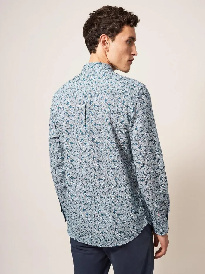 Men SHIRTS White Stuff Chorley Leaf Printed Shirt Deep Blue Men SHIRTS White Stuff Chorley Leaf Printed Shirt Deep Blue