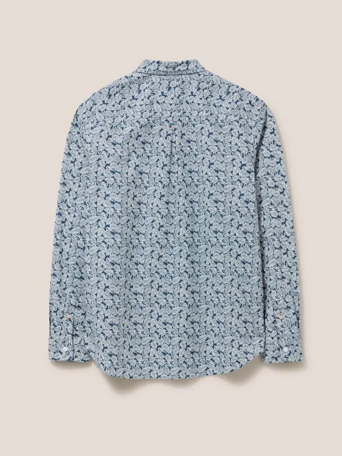 Men SHIRTS White Stuff Chorley Leaf Printed Shirt Deep Blue Men SHIRTS White Stuff Chorley Leaf Printed Shirt Deep Blue