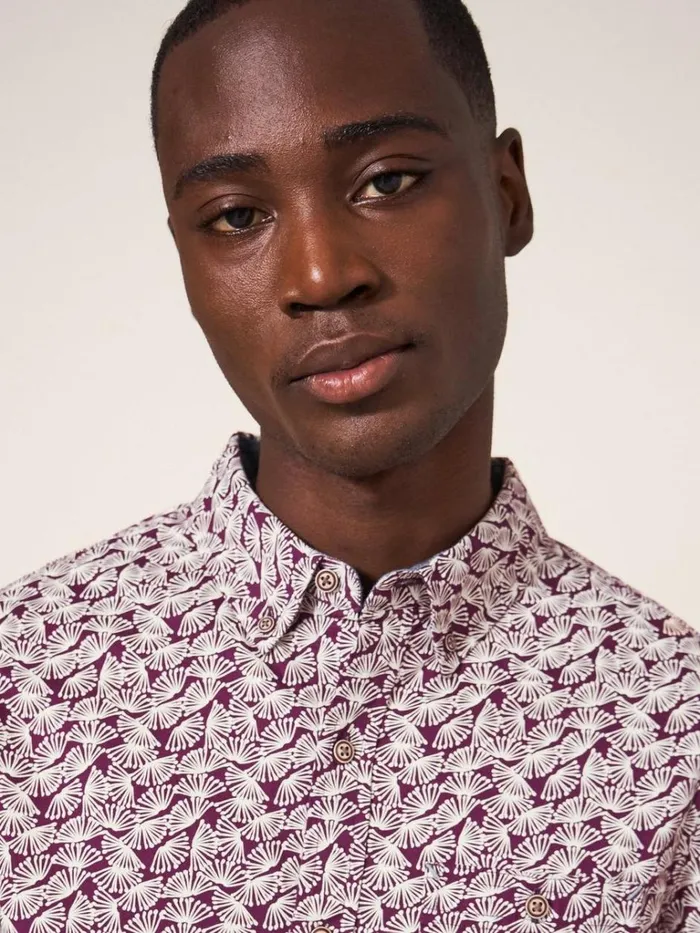 Men SHIRTS White Stuff Dandelion Printed Shirt Dk Plum Men SHIRTS White Stuff Dandelion Printed Shirt Dk Plum