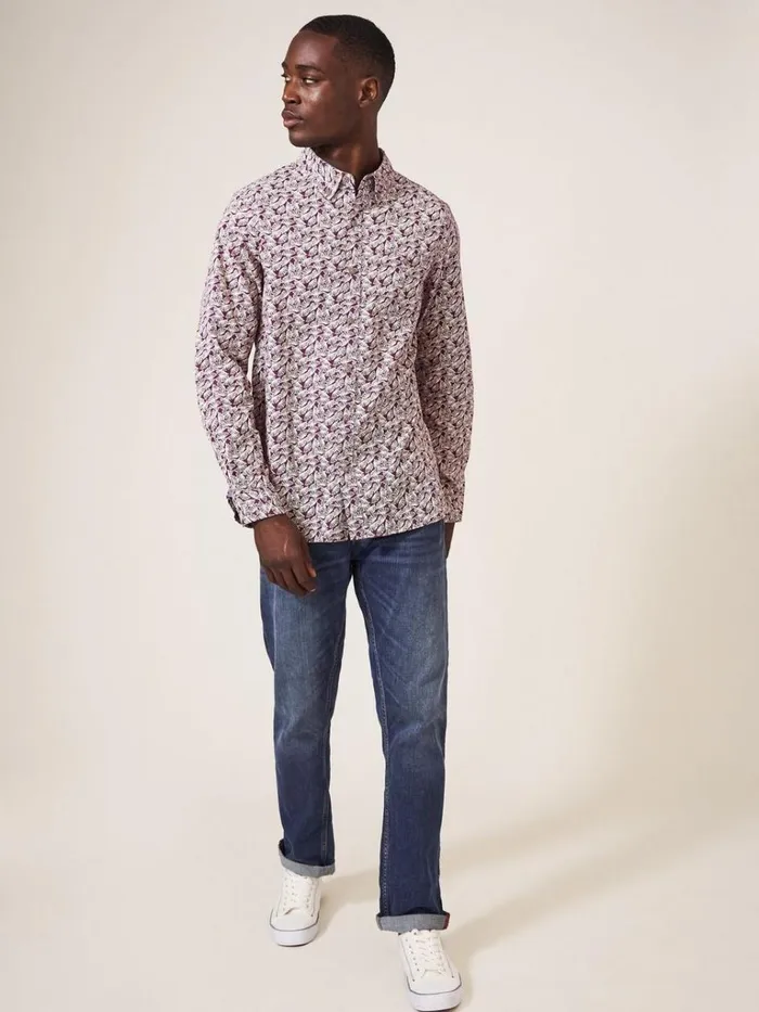 Men SHIRTS White Stuff Dandelion Printed Shirt Dk Plum Men SHIRTS White Stuff Dandelion Printed Shirt Dk Plum