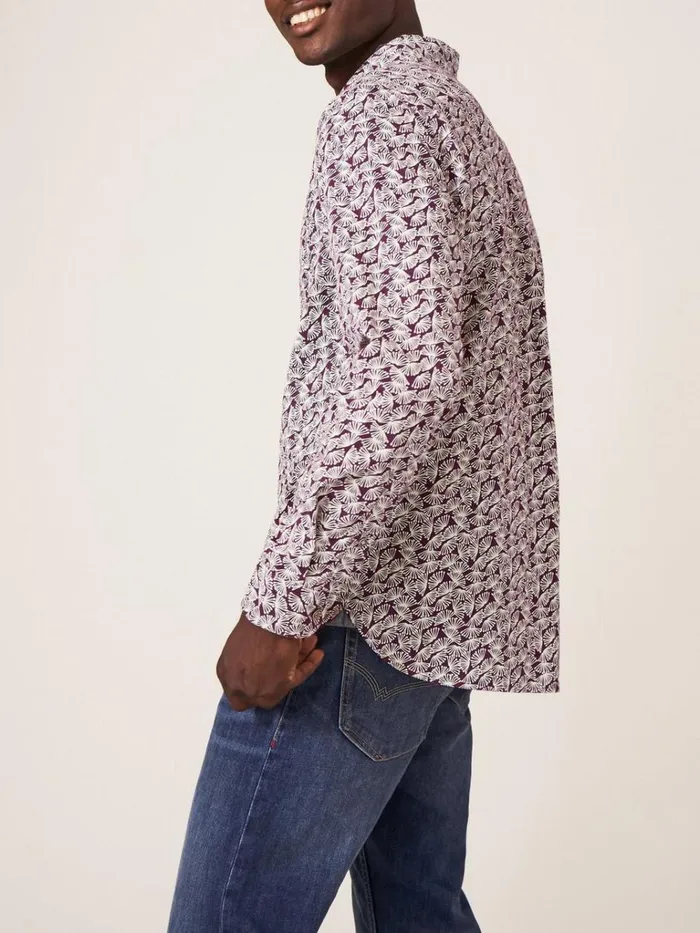 Men SHIRTS White Stuff Dandelion Printed Shirt Dk Plum Men SHIRTS White Stuff Dandelion Printed Shirt Dk Plum