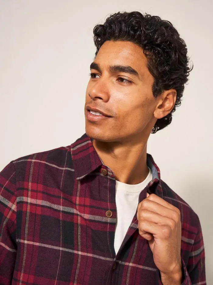 Men SHIRTS White Stuff Moxley Brushed Check Shirt Dk Red Men SHIRTS White Stuff Moxley Brushed Check Shirt Dk Red