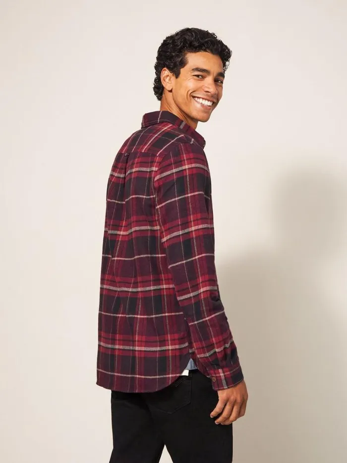 Men SHIRTS White Stuff Moxley Brushed Check Shirt Dk Red Men SHIRTS White Stuff Moxley Brushed Check Shirt Dk Red