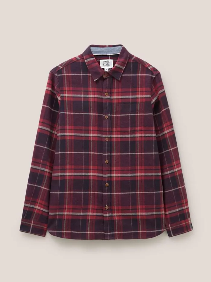 Men SHIRTS White Stuff Moxley Brushed Check Shirt Dk Red Men SHIRTS White Stuff Moxley Brushed Check Shirt Dk Red