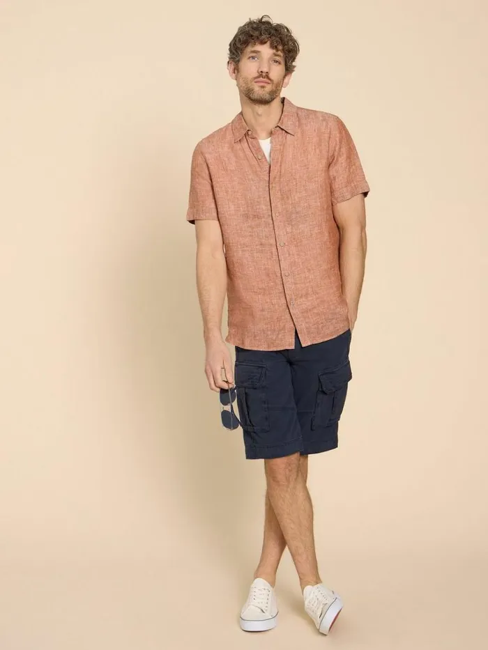 Men SHIRTS White Stuff Pembroke SS Linen Shirt Dark Orange