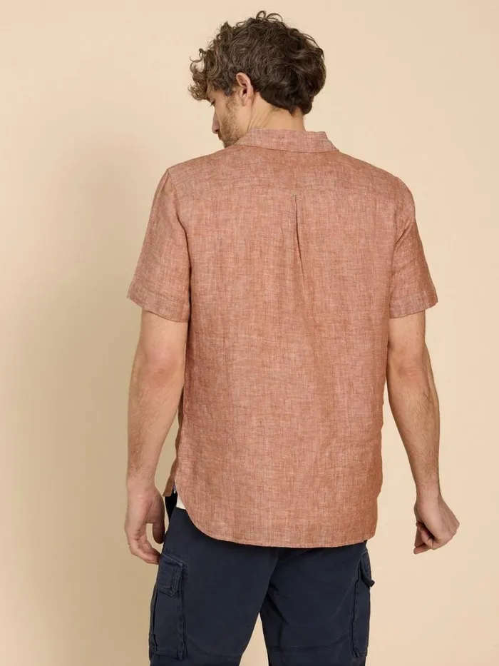 Men SHIRTS White Stuff Pembroke SS Linen Shirt Dark Orange Men SHIRTS White Stuff Pembroke SS Linen Shirt Dark Orange