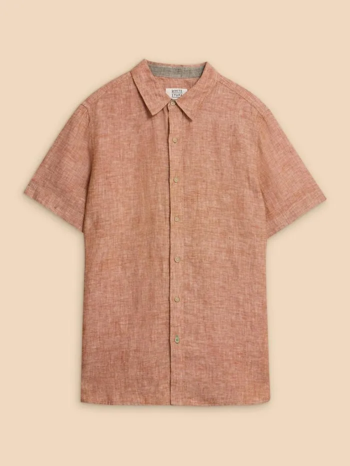 Men SHIRTS White Stuff Pembroke SS Linen Shirt Dark Orange Men SHIRTS White Stuff Pembroke SS Linen Shirt Dark Orange