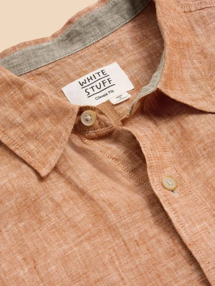 Men SHIRTS White Stuff Pembroke SS Linen Shirt Dark Orange Men SHIRTS White Stuff Pembroke SS Linen Shirt Dark Orange