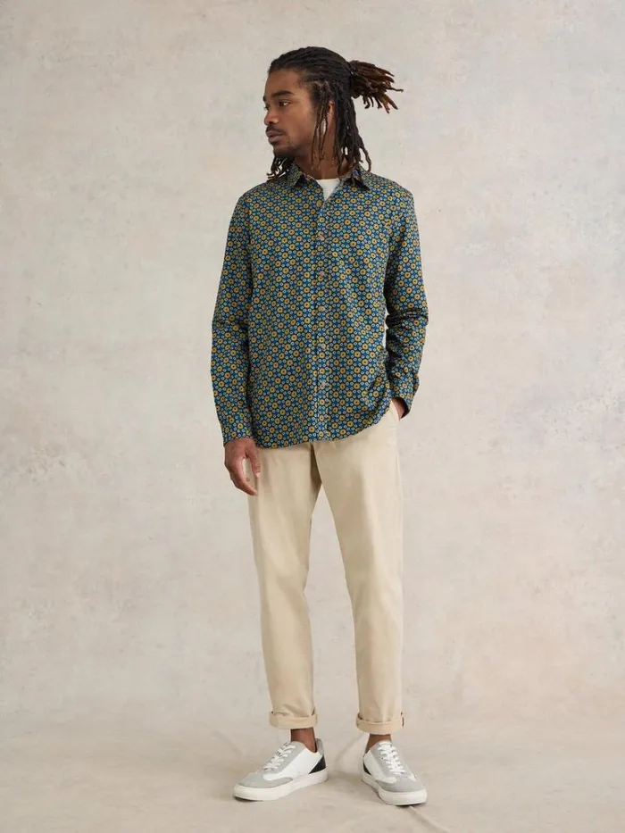 Men SHIRTS White Stuff Round Flower Print LS Shirt Navy Print Men SHIRTS White Stuff Round Flower Print LS Shirt Navy Print