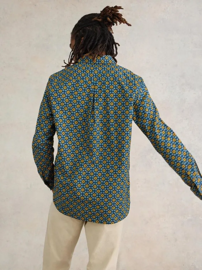 Men SHIRTS White Stuff Round Flower Print LS Shirt Navy Print Men SHIRTS White Stuff Round Flower Print LS Shirt Navy Print