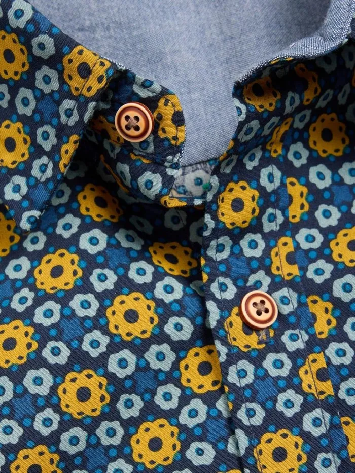 Men SHIRTS White Stuff Round Flower Print LS Shirt Navy Print Men SHIRTS White Stuff Round Flower Print LS Shirt Navy Print