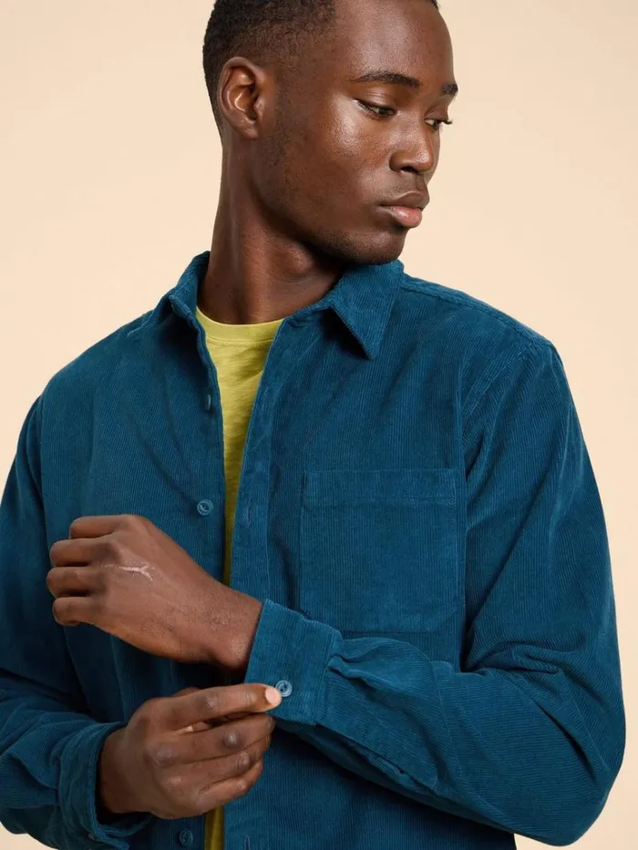 Men SHIRTS White Stuff Whitwick Cord Shirt Mid Teal Men SHIRTS White Stuff Whitwick Cord Shirt Mid Teal
