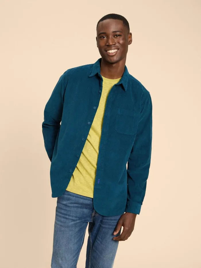 Men SHIRTS White Stuff Whitwick Cord Shirt Mid Teal Men SHIRTS White Stuff Whitwick Cord Shirt Mid Teal