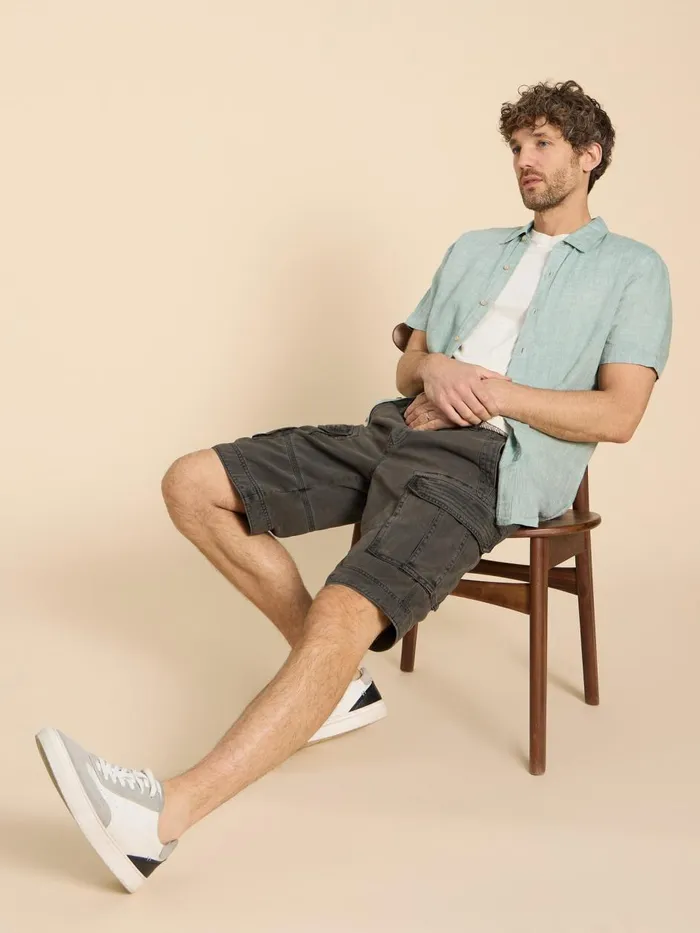 Men SHORTS White Stuff Halsall Organic Cargo Short Pure Black Men SHORTS White Stuff Halsall Organic Cargo Short Pure Black