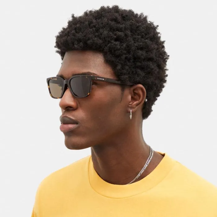 Men Signature Workmark Square Sunglasses Dark Tortoise Coach Sunglasses
