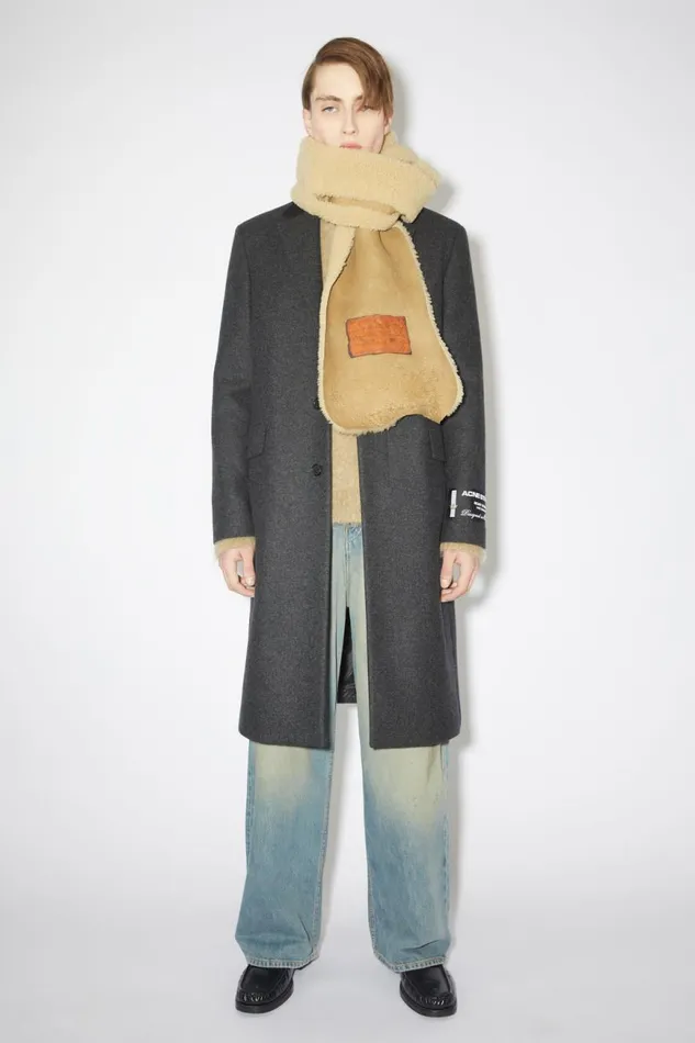 Men Singlebreasted Wool Blend Coat Dark Grey Melange Acne Studios Outerwear