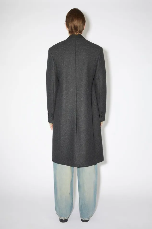 Men Singlebreasted Wool Blend Coat Dark Grey Melange Acne Studios Outerwear