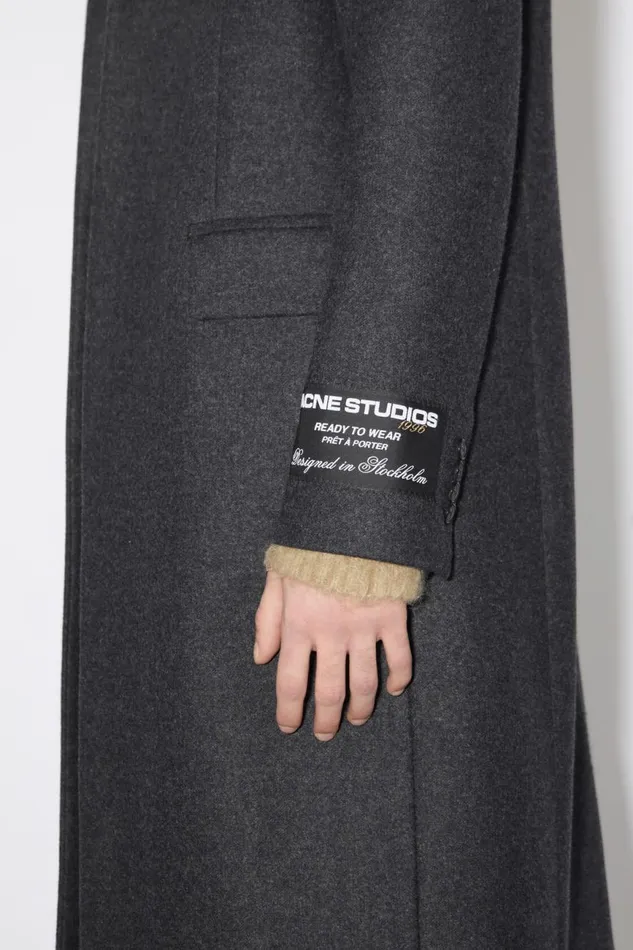 Men Singlebreasted Wool Blend Coat Dark Grey Melange Acne Studios Outerwear