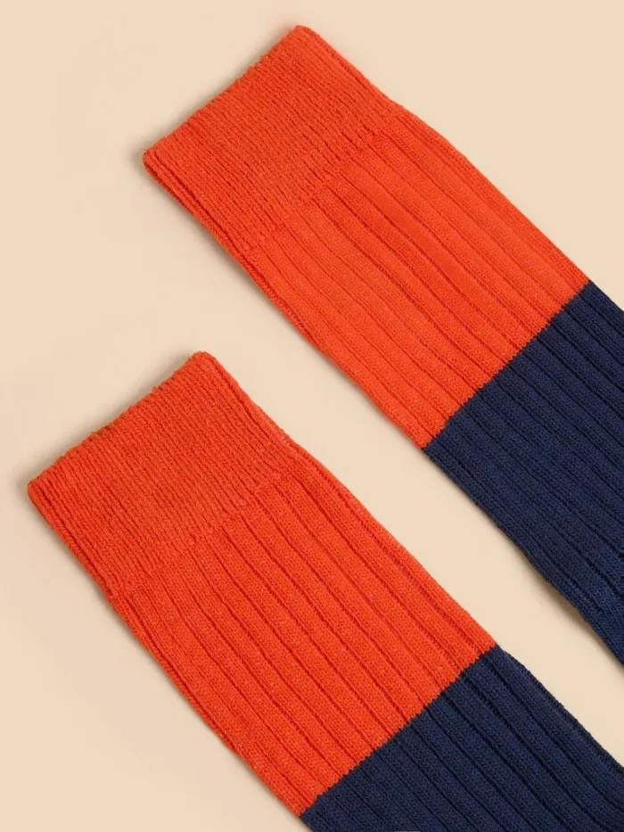 Men SOCKS White Stuff Ribbed Colour Block Ankle Sock Navy Multi