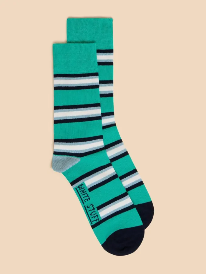 Men SOCKS White Stuff Spaced Stripe Ankle Sock Teal Multi Men SOCKS White Stuff Spaced Stripe Ankle Sock Teal Multi