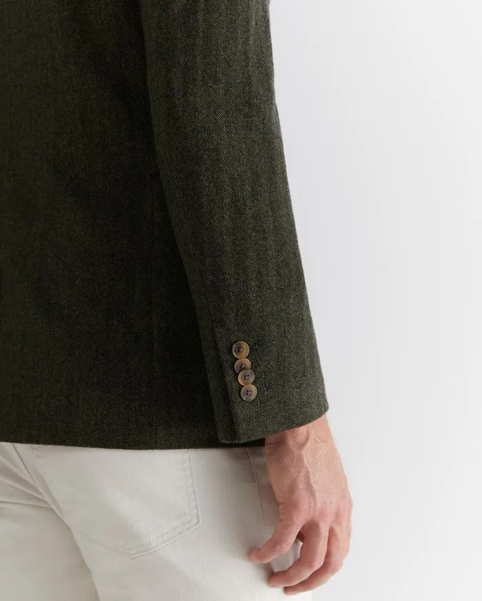Men Sportscraft Jackets and Blazers Herringbone Wool Blazer Moss