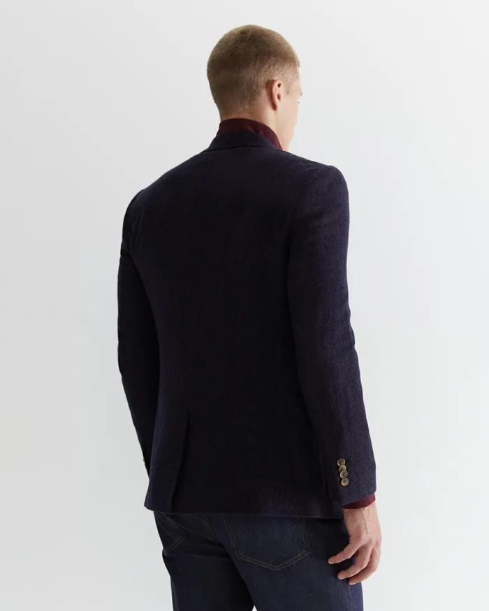 Men Sportscraft Jackets and Blazers Herringbone Wool Blazer Navy Melange