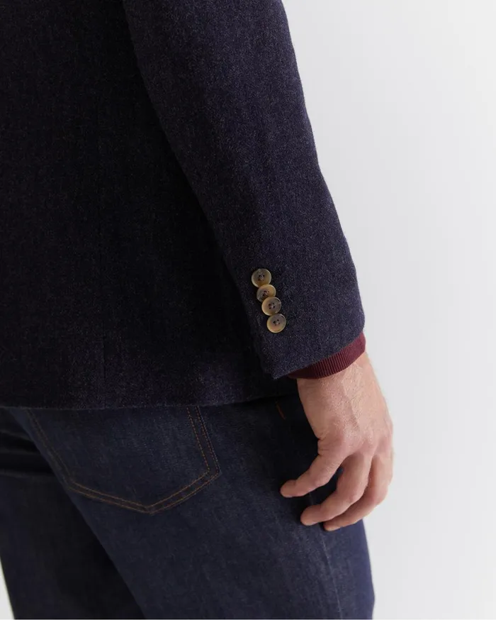 Men Sportscraft Jackets and Blazers Herringbone Wool Blazer Navy Melange