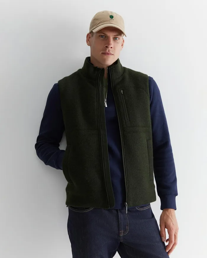 Men Sportscraft Jackets and Blazers Salford Wool Blend Vest Khaki