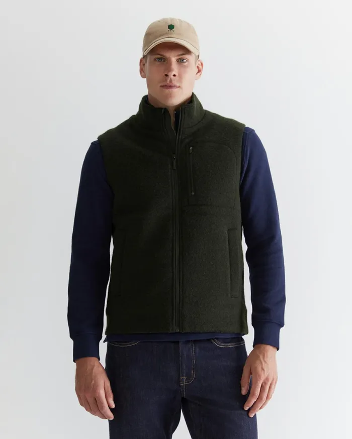 Men Sportscraft Jackets and Blazers Salford Wool Blend Vest Khaki