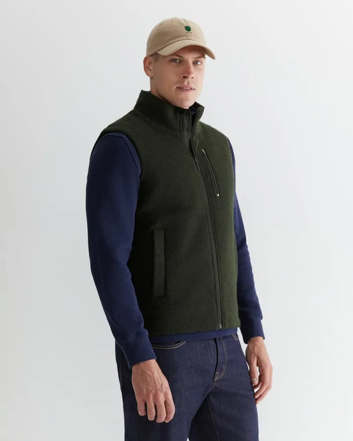 Men Sportscraft Jackets and Blazers Salford Wool Blend Vest Khaki