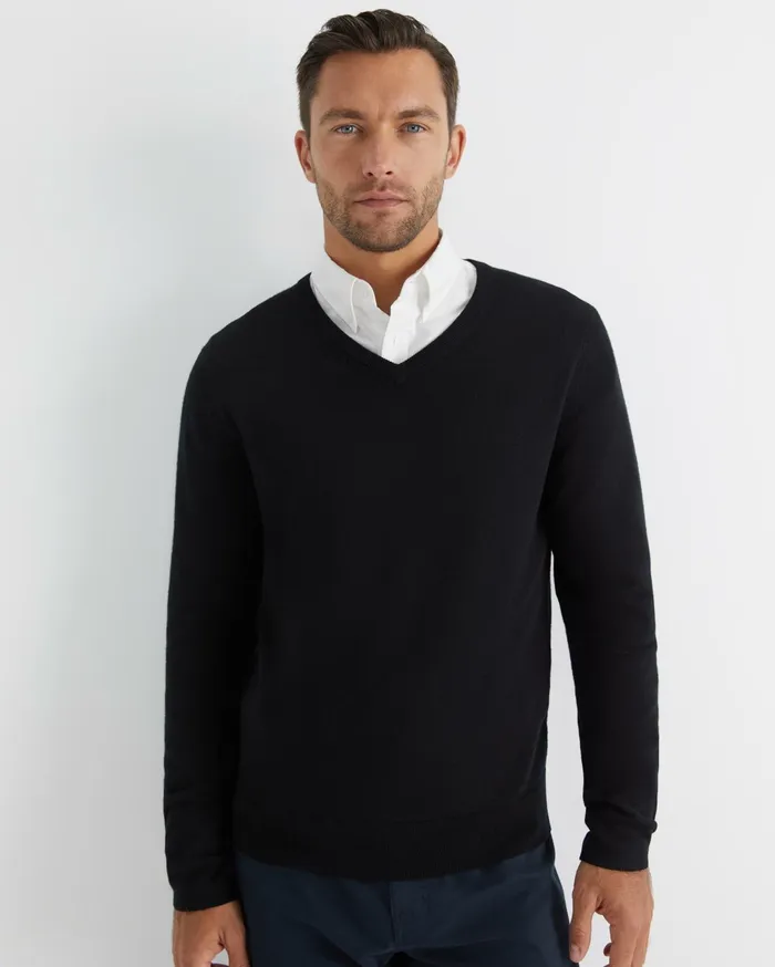 Men Sportscraft Knitwear Merino VNeck Knit Black