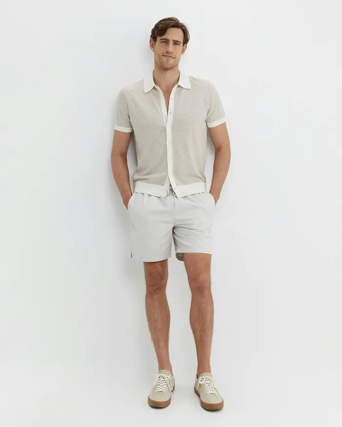 Men Sportscraft Shirts Ellis Knitted Short Sleeve Shirt Natural Melange