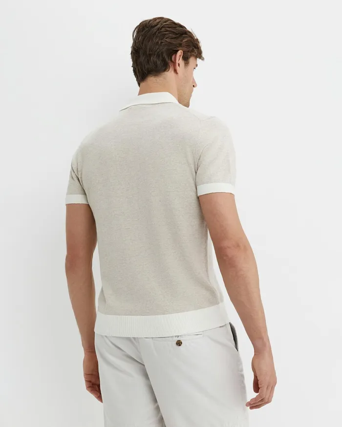 Men Sportscraft Shirts Ellis Knitted Short Sleeve Shirt Natural Melange