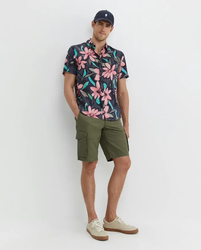 Men Sportscraft Shirts Lane Print Shirt Green