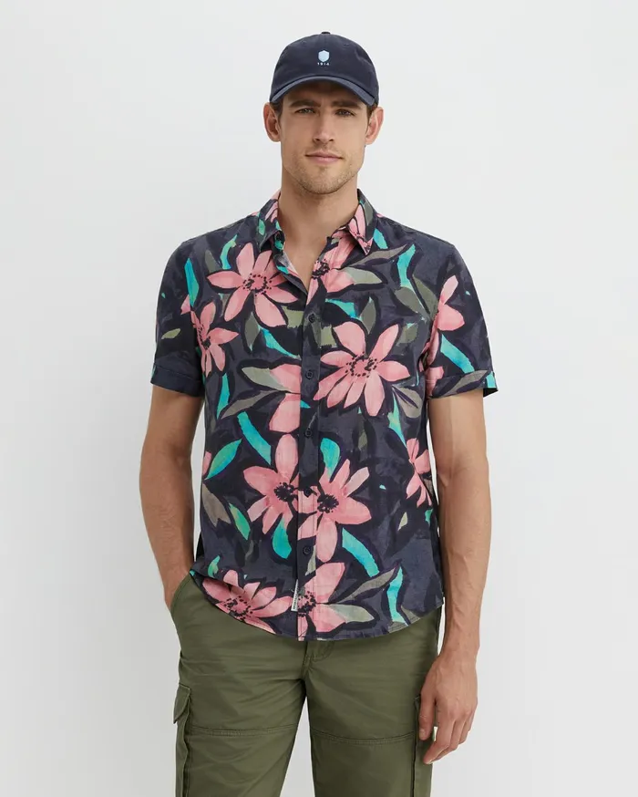 Men Sportscraft Shirts Lane Print Shirt Green