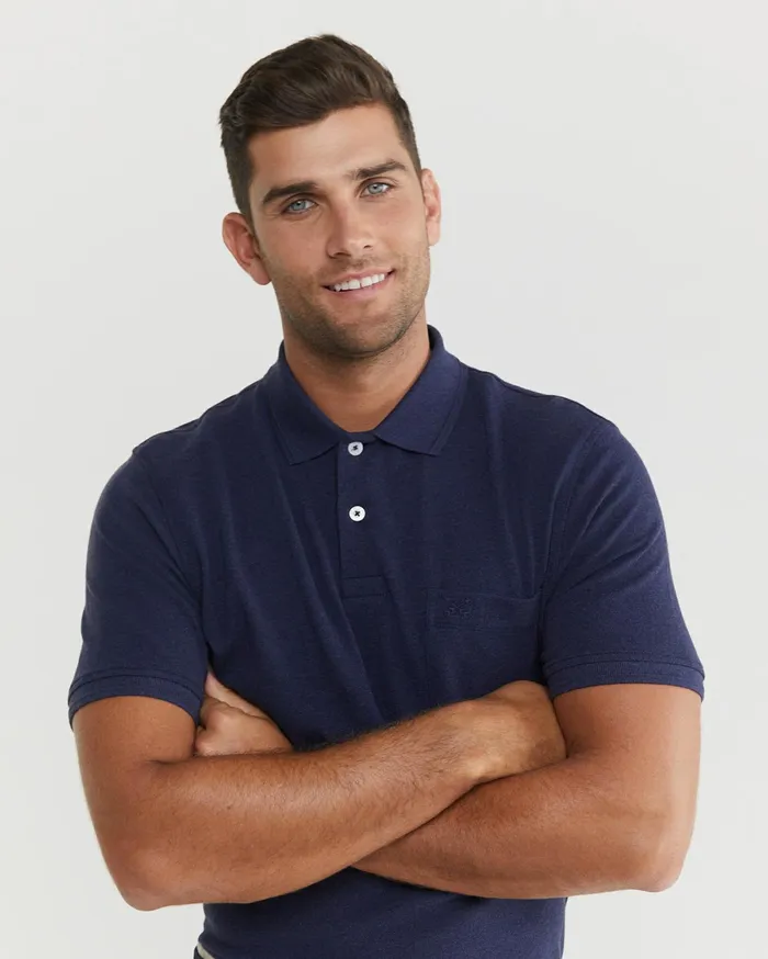 Men Sportscraft TShirts and Polos Pique Polo Melange Ink Melange