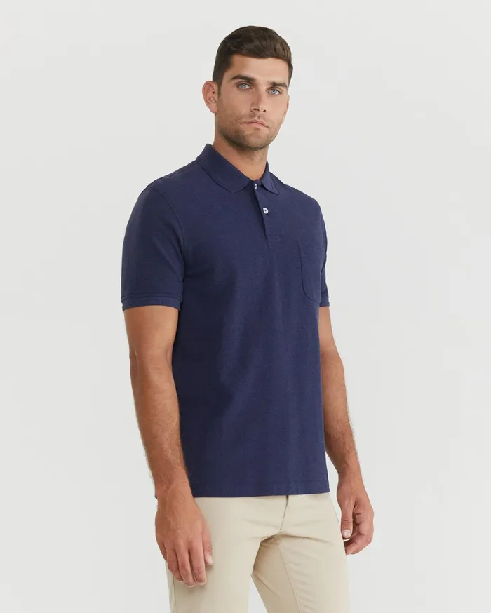 Men Sportscraft TShirts and Polos Pique Polo Melange Ink Melange