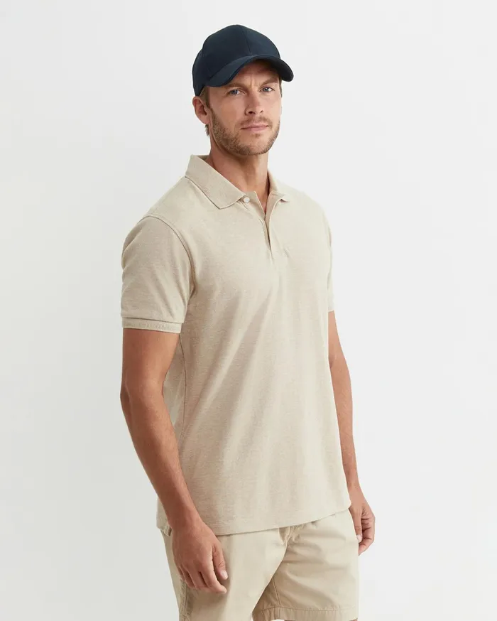 Men Sportscraft TShirts and Polos SC Melange Pique Polo Beige
