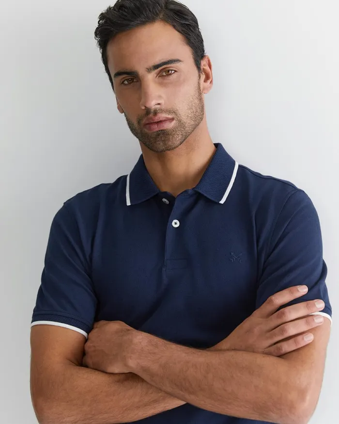 Men Sportscraft TShirts and Polos Tipped Pique Polo Navy
