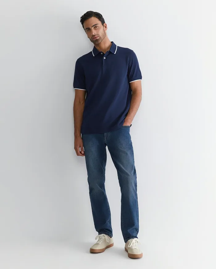 Men Sportscraft TShirts and Polos Tipped Pique Polo Navy