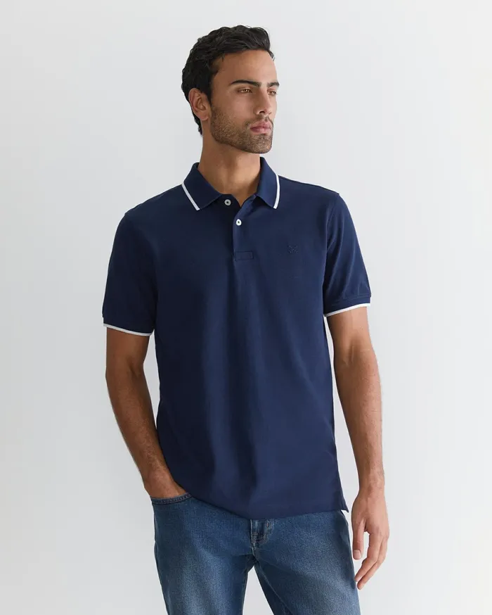 Men Sportscraft TShirts and Polos Tipped Pique Polo Navy