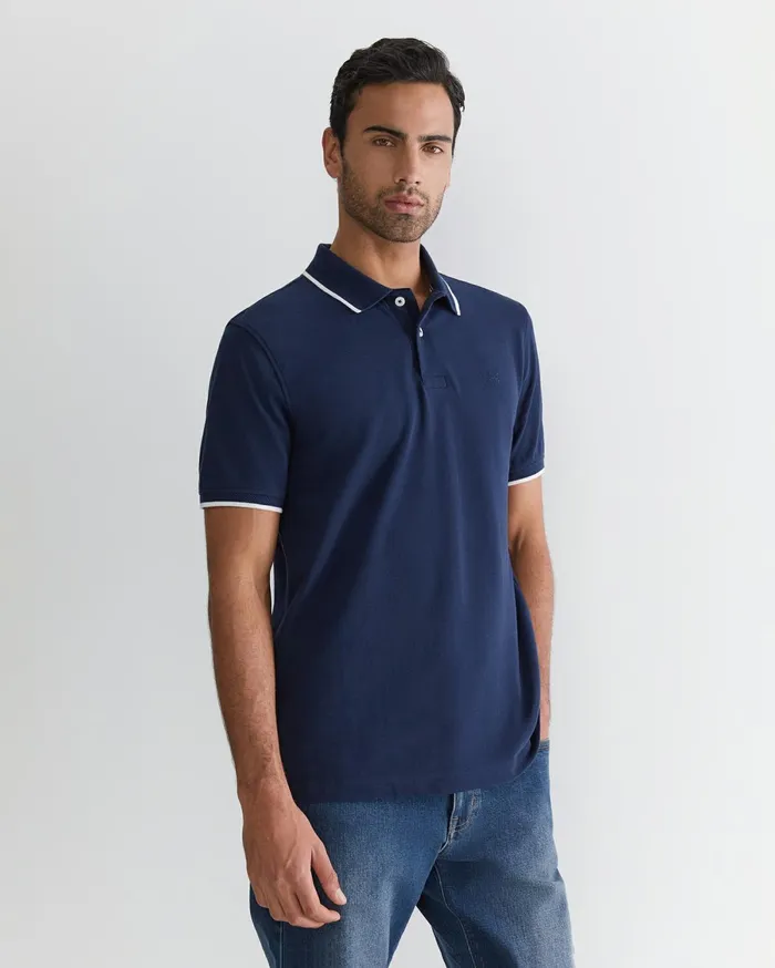 Men Sportscraft TShirts and Polos Tipped Pique Polo Navy