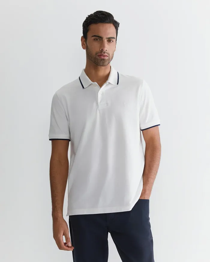 Men Sportscraft TShirts and Polos Tipped Pique Polo White