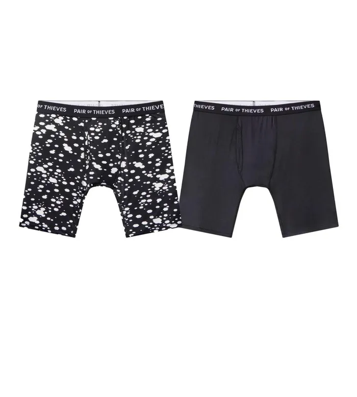 Men Superfit Long Boxer Briefs Black Underwear 2 Pack Pair Of Thieves Long Boxer Briefs