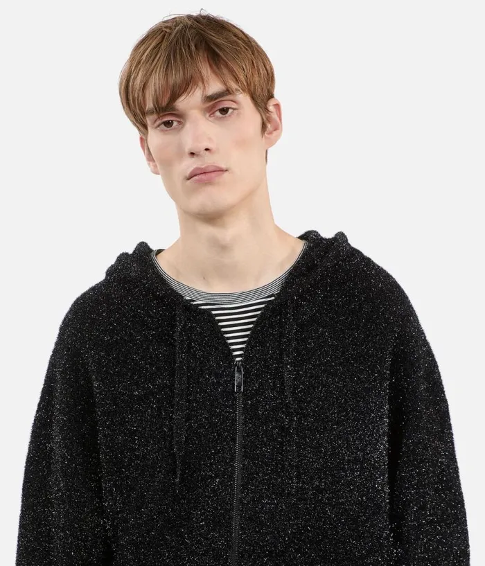 Men Sweaters THE KOOPLES Black Glittery Cardigan Men Sweaters THE KOOPLES Black Glittery Cardigan