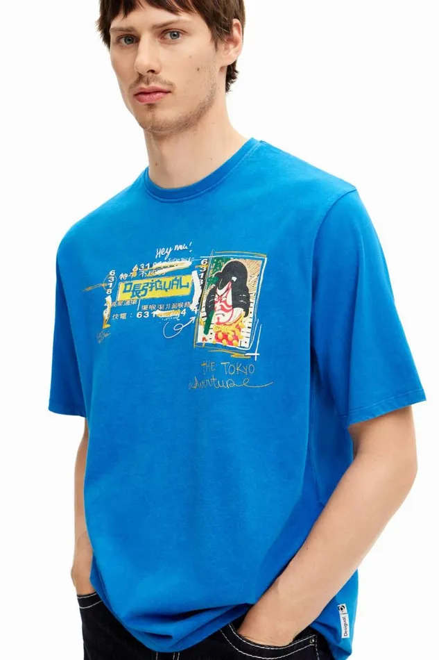 Men Tshirts Desigual Shortsleeve Tshirt With Illustration