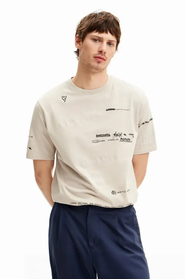 Men Tshirts Desigual Shortsleeved Tshirt With Lettering Design