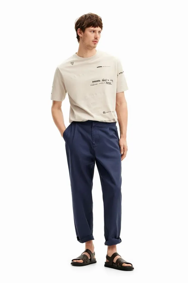 Men Tshirts Desigual Shortsleeved Tshirt With Lettering Design