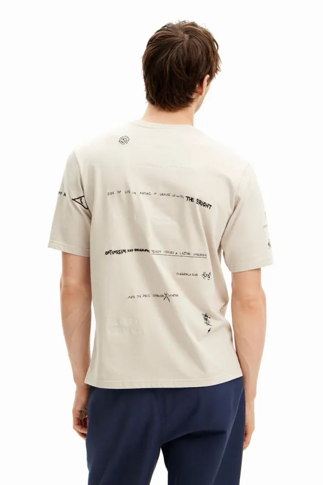 Men Tshirts Desigual Shortsleeved Tshirt With Lettering Design