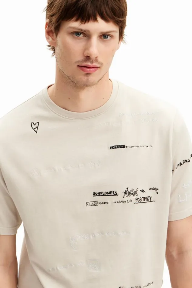 Men Tshirts Desigual Shortsleeved Tshirt With Lettering Design